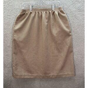 Vintage Orvis Skirt Womens 16 Brown Tan Houndstooth Midi A Line 1990s USA Made